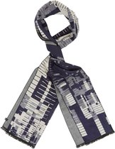 EDRIS | Dubbelzijdige viscose sjaal met haperend patroon navy