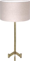 Light & Living Dennis tafellamp - schemerlamp - 59 cm hoog - Ø30 cm - gouden voet met beige kap