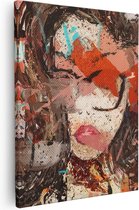 Artaza - Canvas Schilderij - Abstracte Kunst van een Meisje - Vrouw - 80x100 - Groot - Foto Op Canvas - Canvas Print