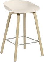 About a Stool AAS 32 - crèmewit - Eiken gezeept - voetbank roestvrij staal - Zithoogte 65 cm
