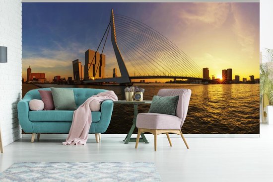 Papier peint - Papiers Papier peint photo Rotterdam - Coucher de soleil - Erasmus - Largeur 500 cm x hauteur 280 cm