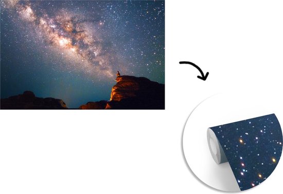 Papier fotobehang Voie lactée sur un paysage de montagne