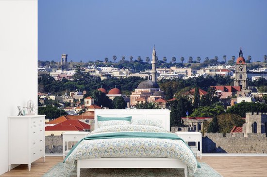 Behang - Fotobehang Uitzicht over de Oude stad van Rhodos - Breedte 330 cm x hoogte 220 cm
