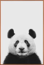 JUNIQE - Poster met kunststof lijst Panda II -13x18 /Wit & Zwart