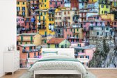 Behang - Fotobehang Kleuren op de huizen in Cinque Terre - Breedte 390 cm x hoogte 260 cm