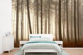 Behang - Fotobehang Bos - Mist - Boom - Breedte 420 cm x hoogte 280 cm