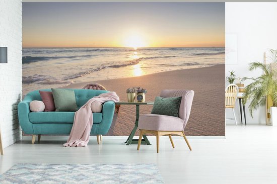 Papier fotobehang Coquillage sur la plage au coucher du soleil