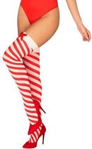 Kissmas Gestreepte Kerst Kousen - Sexy Lingerie & Kleding - Beenmode - Dames Lingerie - Kousen