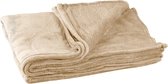 Relaxdays 1 x fleece deken groot - plaid – woondeken - grand foulard - 150x200 - beige