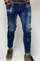 Skinny jeans Herenjeans Beschadigde Denim Broek Slim Fit Skinny Zip Enkel Jongens Casual Stretch Broek Hip Hop Ripped Jeans Alle Taille Maten W38
