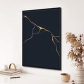 Akoestische panelen - Geluidsisolatie - Akoestische wandpanelen - Akoestisch schilderij AcousticPro® - paneel met gouden Japanse Kintsugi kunst - design 137 - Basic - 120X170 - Wit