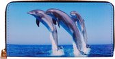 Portemonnee met 3 dolfijnen die uit water springen - 19,5x10cm