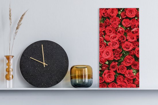 Toile Peinture Roses - Rouge - Arbuste - 20x40 cm - Décoration murale
