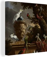 Canvas Schilderij - Oude meesters - Kunst - Melchior d'Hondecoeter - Manegerie - 50x50 cm - Wanddecoratie - Woonkamer
