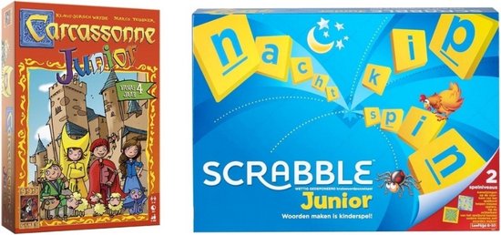 Afbeelding van het spel Spellenbundel - 2 Stuks - Carcassonne Junior & Mattel Scrabble Junior