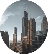 Sears Willis Tower in de kenmerkende skyline van Chicago - Foto op Dibond - ⌀ 80 cm