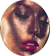 Mooie vrouw met gouden glitters - Foto op Dibond - ⌀ 40 cm