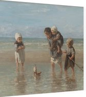 Kinderen der zee, Jozef Israëls - Foto op Dibond - 40 x 40 cm