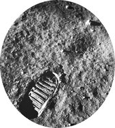 Apollo 11 lunar footprint (maanlanding) - Foto op Dibond - ⌀ 30 cm