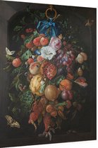 Festoen van vruchten en bloemen, Jan Davidsz. de Heem - Foto op Dibond - 60 x 80 cm