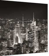 De felle neon verlichting van New York City bij nacht - Foto op Dibond - 60 x 60 cm