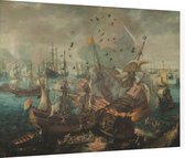 Slag bij Gibraltar in 1607, Cornelis Claesz. van Wieringen - Foto op Dibond - 40 x 30 cm