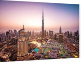 De stadslichten en skyline van Dubai City bij twilight - Foto op Dibond - 60 x 40 cm