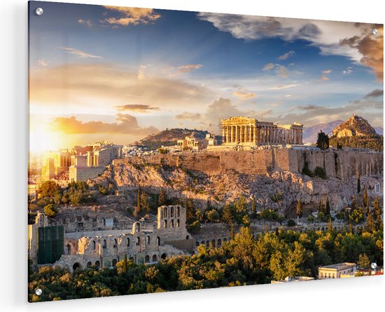 Artaza Glasschilderij - Akropolis van Athene, Griekenland - Architectuur  - Plexiglas Schilderij - Foto op Glas
