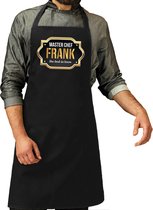 Naam cadeau master chef schort Frank zwart - keukenschort cadeau