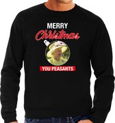 Queen/koningin Elizabeth II Merry Christmas peasants foute Kerst trui - zwart - heren - Kerst sweater / Kerst outfit 2XL