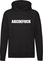 ABCDEFUCK | Unisex | Trui | Sweater | Hoodie | Capuchon | Zwart | Alfabet | Taal | Seks
