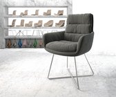 Gestoffeerde-stoel Abelia-Flex met armleuning X-frame roestvrij staal structurele stof antraciet