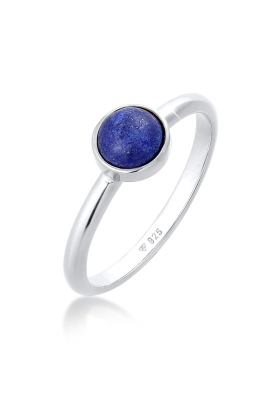 Elli PREMIUM Dames Ring Dames Solitaire Effen met Lapis Lazuli Edelsteen in 925 Sterling Zilver