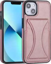 Roze hoesje voor iPhone 13 - Back Cover - Pasjeshouder - Multifunctionele Handstrap