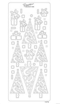 Vaessen Creative Sticker - 10x23cm - 10st - zilver kerstbomen