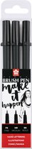 Sakura Pigma Brush Pen Set, 3 X Fb Mb Bb Handlettering Special