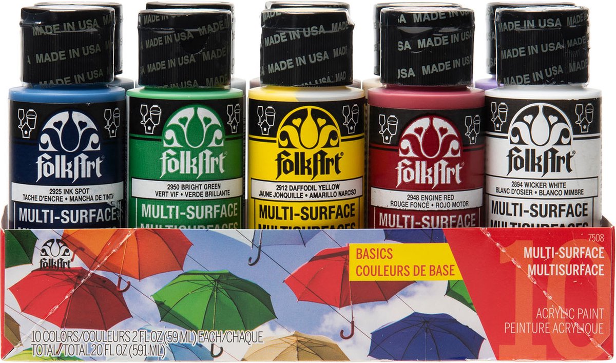 FolkArt verf set - Multi surface 10 colors Basics