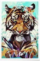 JUNIQE - Poster It Tiger -13x18 /Bruin & Turkoois