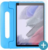 Samsung Tab A7 Lite kinderhoes + screenprotector - Draagbare tablet kinderhoes met handvat - Blauw