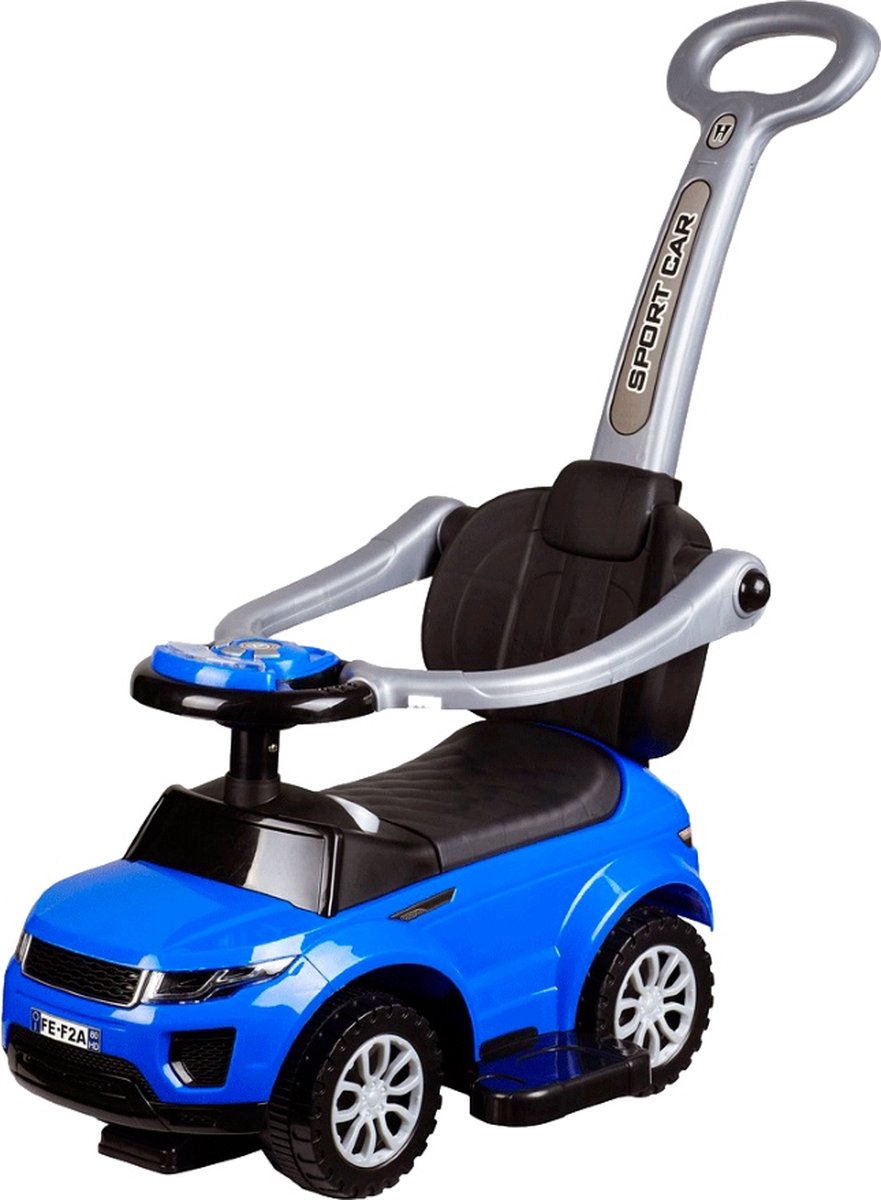 Eco Toys Sport Car Loopauto - 3 in 1 Loopauto - Blauw - met duwstang - ECOTOYS