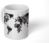 Mok - Wereldkaart - Goud - Zilver - Zwart - 350 ML - Beker