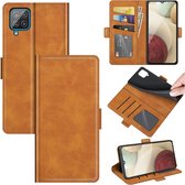 Samsung Galaxy M22 / Galaxy A22 4G Hoesje - MobyDefend Luxe Wallet Book Case (Sluiting Zijkant) - Lichtbruin - GSM Hoesje - Telefoonhoesje Geschikt Voor: Samsung Galaxy M22 / Samsu