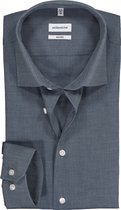 Seidensticker shaped fit overhemd - blauw fil a fil - Strijkvrij - Boordmaat: 46