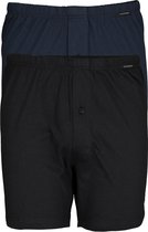 SCHIESSER Cotton Essentials boxershorts wijd (2-pack) - tricot - zwart en donkerblauw - Maat: XL