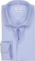 Seidensticker slim fit overhemd - lichtblauw geruit - Strijkvrij - Boordmaat: 45