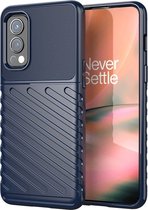 OnePlus Nord 2 Hoesje - Mobigear - Groove Serie - TPU Backcover - Blauw - Hoesje Geschikt Voor OnePlus Nord 2