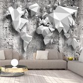 Zelfklevend fotobehang - Kaart van de wereld in origami, 3D look, premium print