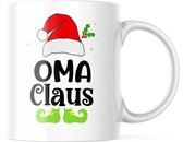 Kerst Mok met tekst: Oma Claus | Kerst Decoratie | Kerst Versiering | Grappige Cadeaus | Koffiemok | Koffiebeker | Theemok | Theebeker
