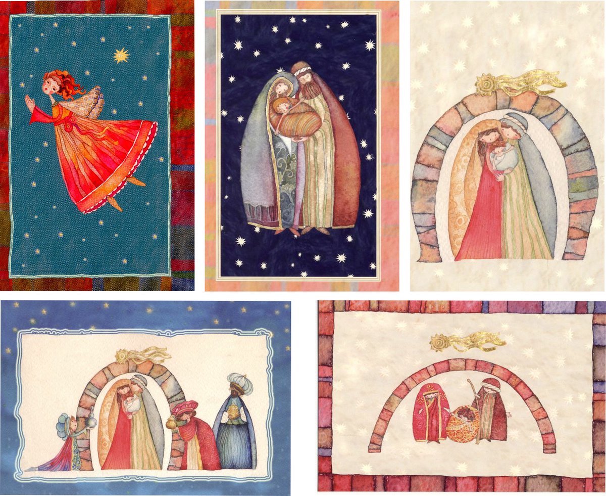 Assortiment Religieuze Kerstkaarten 10 kaarten Met Envelop 5 Designs bol