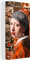 Canvas Schilderij Meisje met de parel - Tegels - Vermeer - 40x80 cm - Wanddecoratie